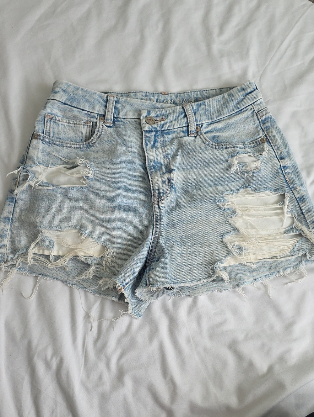 American Eagle Outfitters Light Wash Distressed Denim Shorts